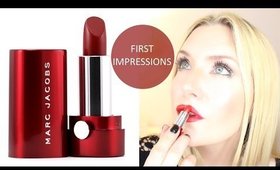 $30 LIPSTICK ??!  LUXURY MARC JACOBS LE MARC LIP CRÉME IN SO ROUGE |  FIRST IMPRESSIONS