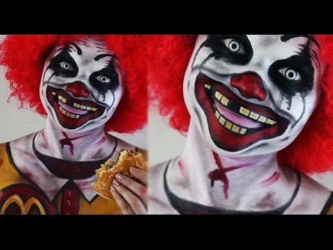 Creepy Clown Face Paint  Halloween Make up Tutorial 