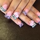 Animal print nails with 3D bows!