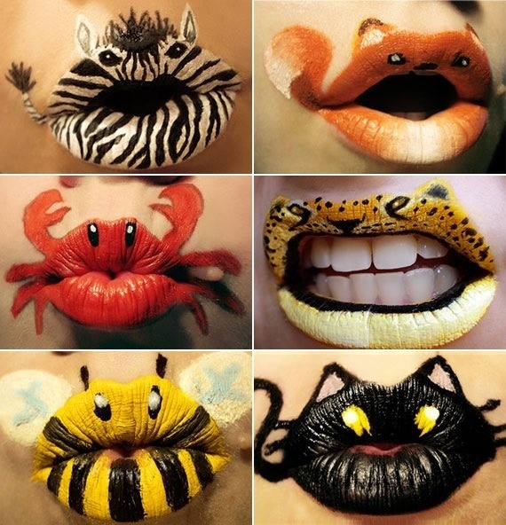 selfie collage animal lip desings