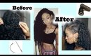 How To Sew In Curly Hair! Fake  Shaved Side Style!