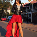 Anomalous Hem Red Skirt
