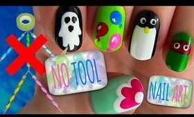 No Tools Nail Tutorial! 5 Nail Art Ideas :)