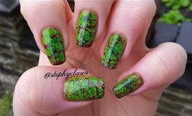 Zombie / Frankenstein Skin Nail Art For Halloween (Water Spotted)