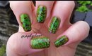 Zombie / Frankenstein Skin Nail Art For Halloween (Water Spotted)