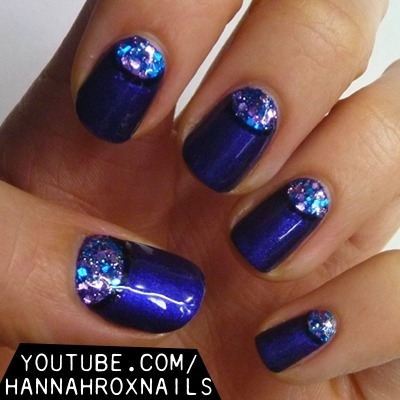 Bejeweled Half Moon Nails | Hannah L.'s (hannahroxit) Photo | Beautylish