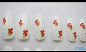 GNbL- Mother's Day Roses Nail Art with Waterslide Paper