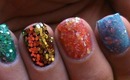 Sequins Nail Art - Colorful how to sequin short / long nails designs at home tutorial video