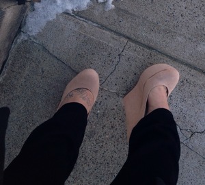 These are the perfect pair of suede nude wedges