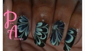 Black and Mint Water Marble