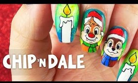 Chip 'n Dale Christmas nail art