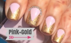 Pink and Gold Chevron Nail Art by The Crafty Ninja