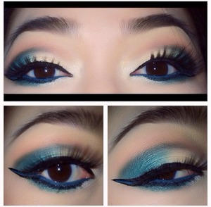 Nars' Misfit palette paired with winged eyeliner with a hit of blue. 