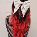 Red Dyed Ombré Hair with White Bow