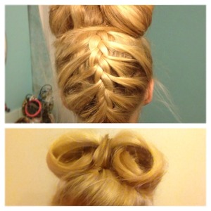Blonde French plait and bow