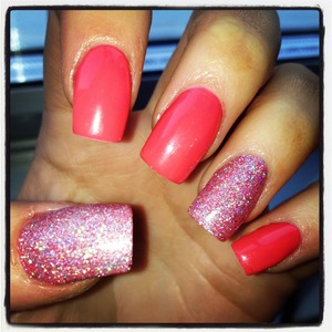 Coral and pink glitter <3