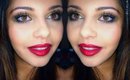 Classic Gold Smokey & Ombre Red Lips | Christmas Tutorial | 100% DRUGSTORE!