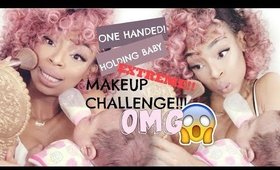 FULL FACE While Holding A Baby Makeup Challenge!!(EXTREME)