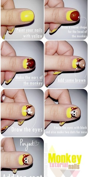 tutorial on how to do cute monkey nails
