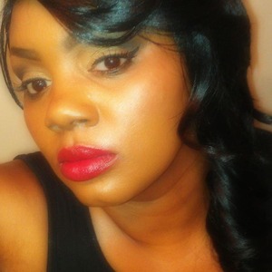 Simple Neutral smokey eye, winged liner and Bright Bold RED lip!