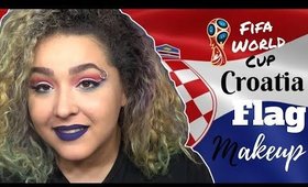 Croatian Flag Inspired Makeup Tutorial -FIFA World Cup- (NoBlandMakeup)
