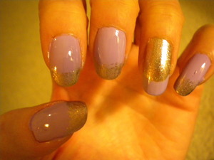 Silver and purple nails 