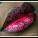 Lip Art: Red and Black Swirls