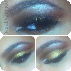 A gold and brown cut crease eyeshadow look