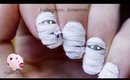 3D mummy nail art tutorial for Halloween