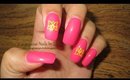 GNbL- Pink polish with a Yellow vinyl decal