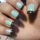 Green and Navy French Tips