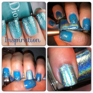 Inspired look with holo accent nail. 