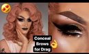 HOW TO COVER BROWS FOR DRAG & DRAW THEM ON | In Depth Drag Queen Brow Tutorial