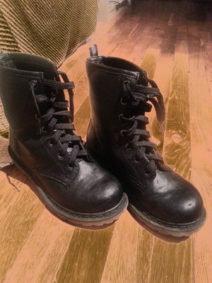 Combat boots I had recently brought. 