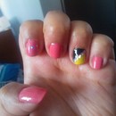 Pink nails + Bicolor nail with paillette 