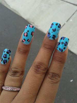 Changed up the color again, Sky Blue with purple and pink leopard print! 