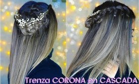 👑Peinado TRENZAS corona en CASCADA / ✨Hairstyle Waterfall Braid in crown tutorial | auroramakeup