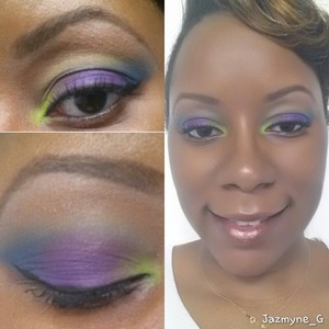 I want going anywhere but work (a big box store) but I decided to bring some brightness in my day.  Had to make the best of it so why not with colorful makeup? ! ; )
