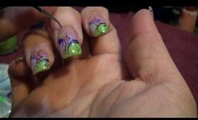 Spring nails design Green and Lavander