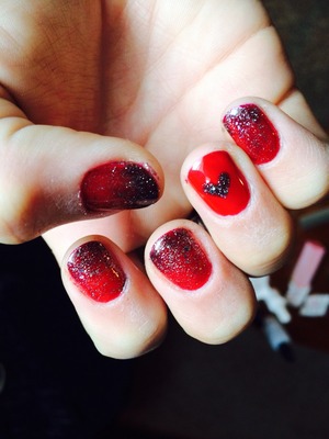 Gel nails with valentines day theme 