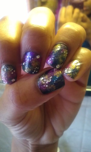 galaxy nails over a clear no chip