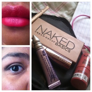 For my lips I used Urban Decay's revolution lipstick in 69, and for my cheeks Nyx's Stick Blush in Tea Rose. For my eyes the Naked Basics palette and used the colors Naked 2 and Crave, and eyeliner I used Nyx's Wonder Pencil :) (P.S I love the lipstick)