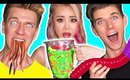 SOUREST GUMMY VS REAL FOOD SMOOTHIE CHALLENGE! Giant Gross Worm Toxic Waste! Wengie & Collins Key