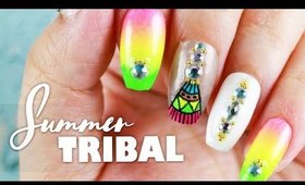 Summer Tribal Nail Art Tutorial // Hand Painted Neon Nail Art at Home