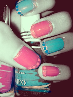 easy to do.. n looks great.. !! 
pink n sea green - a perfect match..! looks really cute.! 