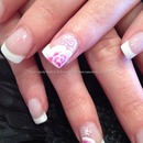 Regular French Tip Nails with Rose