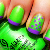 Neon green and purple nails