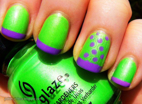 Neon green and purple nails | Shannon J.'s (polishrainbow) Photo |  Beautylish
