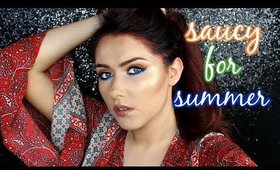 Saucy Summer Full Face Makeup Tutorial | Orange & Blue Eye Makeup 💙🌞