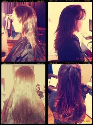 From brown to Purple-ish black hair! looks awesome in sunlight. Coloring, cutting an styling by me Hera Rún